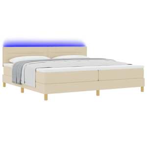 LED box pružinová postel s čelo Krémová 200 x 200 cm textil - obrázek 3