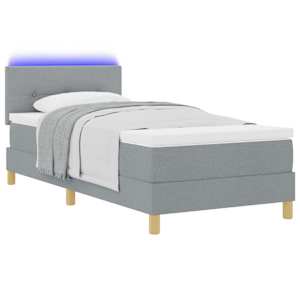 LED box pružinová postel s čelo Světle šedá 80 x 200 cm textil - obrázek 3