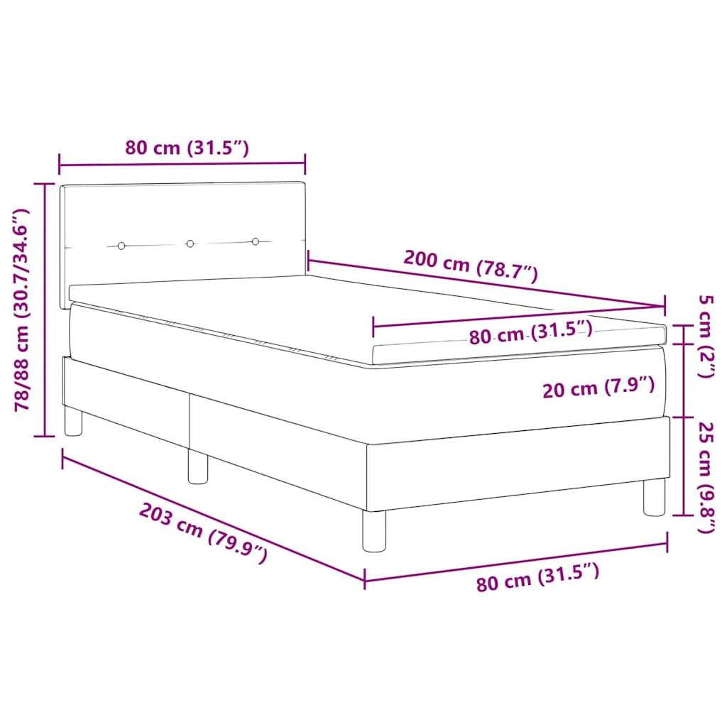 LED box pružinová postel s matrací Černá 80 x 200 cm textil - obrázek 14