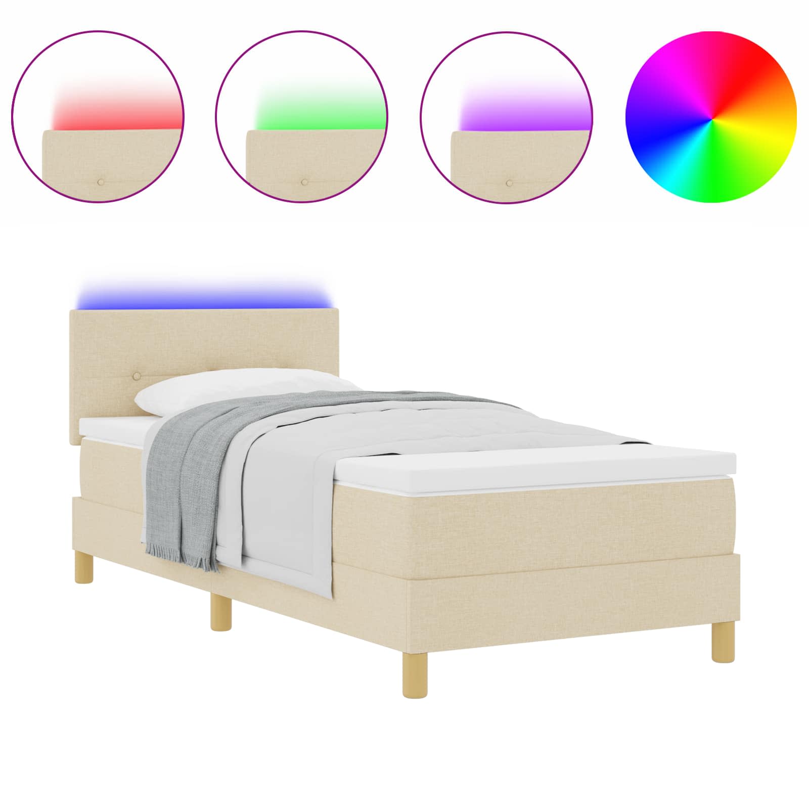 LED Box Spring Voodi madratsiga peaga cream 80 x 200 cm kangas 48 Kõik vajalik sinu aeda ja koju! LED Box Spring Voodi madratsiga peaga cream 80 x 200 cm kangas - Image 2