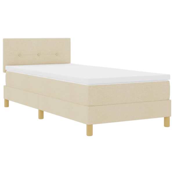 vidaXL LED Box Spring Voodi LED-ribadega cream 90 x 190 cm kangas