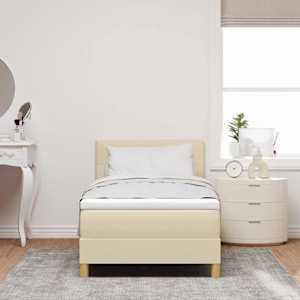 LED box pružinová postel s matrací Krémová 90 x 200 cm textil - obrázek 4