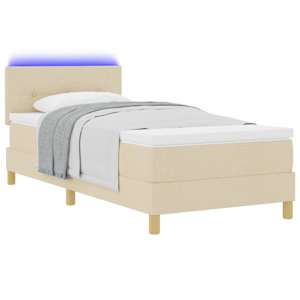 LED box pružinová postel s matrací Krémová 90 x 200 cm textil - obrázek 3