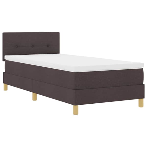 vidaXL LED Box Spring Voodi peaga Tume pruun 100 x 200 cm kangas