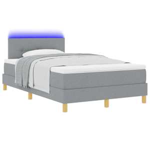 LED box pružinová postel s čelo Světle šedá 120 x 190 cm textil - obrázek 3