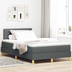 LED box pružinová postel s čelo Tmavě šedá 120 x 190 cm textil - obrázek 1