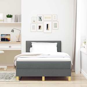 LED box pružinová postel s čelo Tmavě šedá 120 x 190 cm textil - obrázek 4