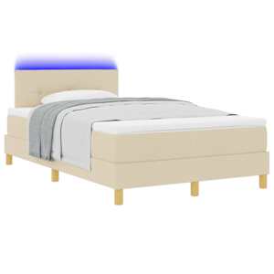 LED box pružinová postel s čelo Krémová 120 x 190 cm textil - obrázek 3