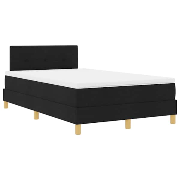 vidaXL LED Box Spring Voodi LED-ribadega Must 120 x 200 cm kangas