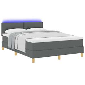 LED box pružinová postel s čelo Tmavě šedá 140 x 190 cm textil - obrázek 3