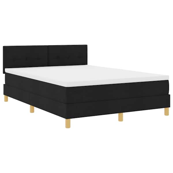vidaXL LED Box Spring Voodi LED-ribadega Must 140 x 190 cm kangas