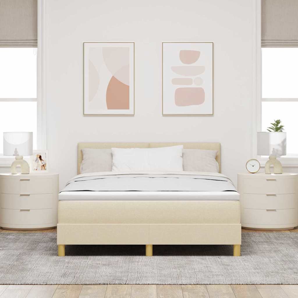 LED box pružinová postel s matrací Krémová 140 x 190 cm textil - obrázek 4