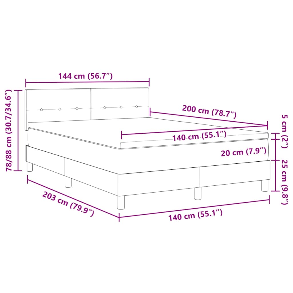 LED box pružinová postel s LED Tmavě šedá 140 x 200 cm textil - obrázek 14