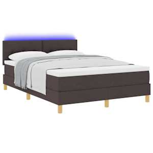 LED box pružinová postel s čelo Tmavě hnědá 140 x 200 cm textil - obrázek 3