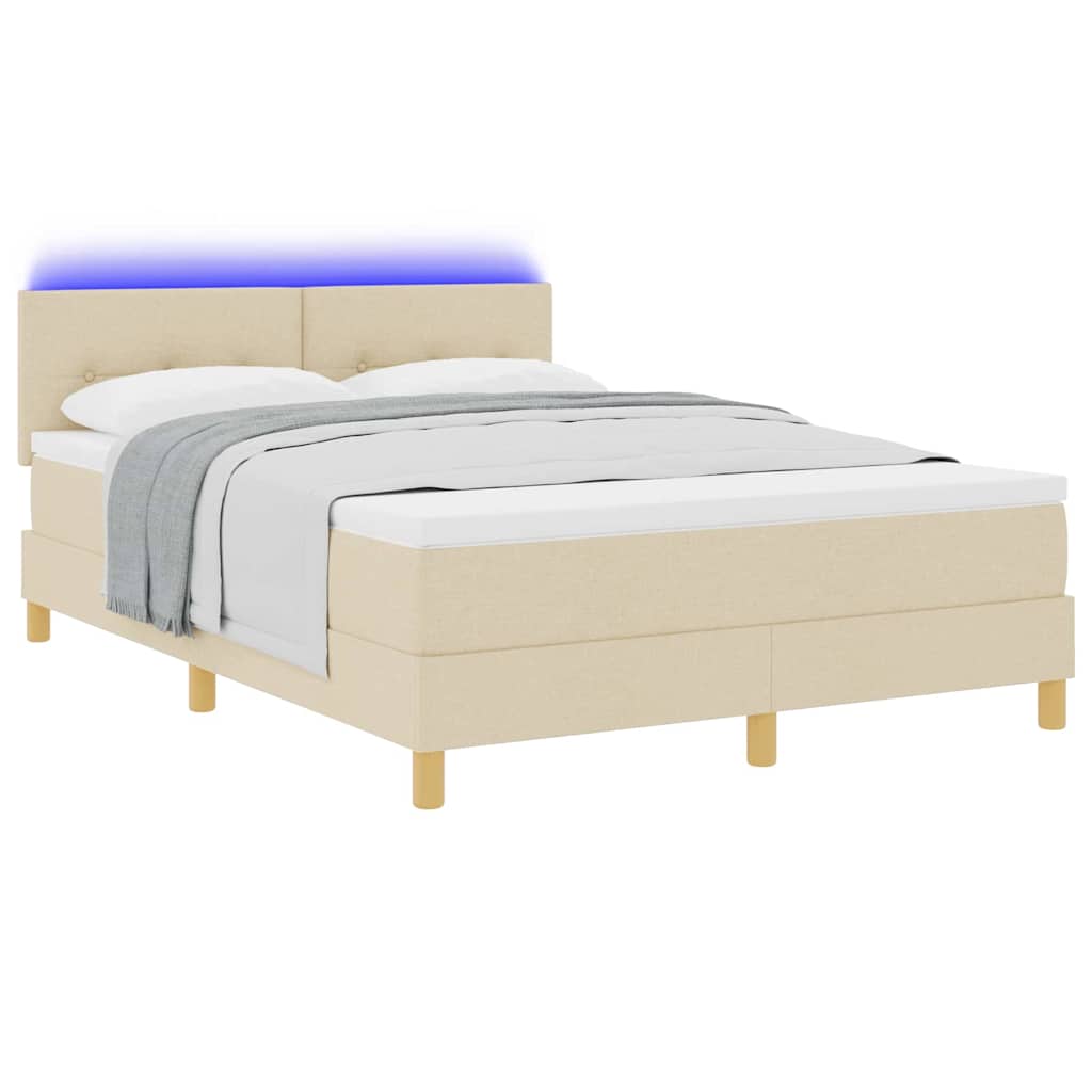 Thumbnail - vidaXL LED Boxspringbett mit Matratze mit LED Creme 140 x 200 cm Stoff