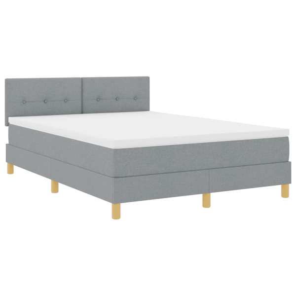 vidaXL LED Box Spring Voodi LED-ribadega Helehall 160 x 200 cm kangas