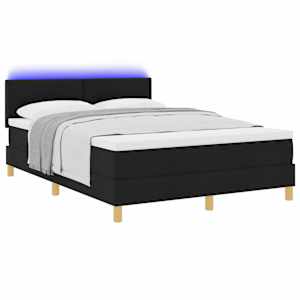 LED box pružinová postel s polštářem Černý 160 x 200 cm textil - obrázek 3