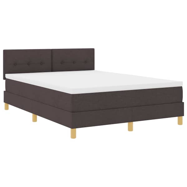 vidaXL LED Box Spring Voodi peaga Tume pruun 160 x 200 cm kangas