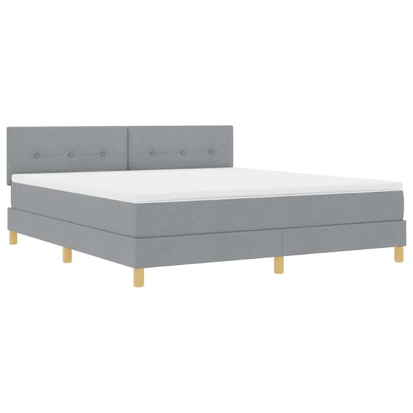 vidaXL LED Box Spring Voodi LED-ribadega Helehall 180 x 200 cm kangas