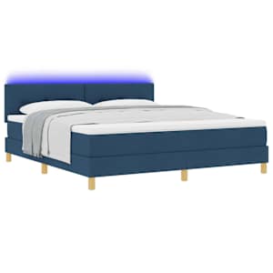 LED box pružinová postel s polštářem Modrá 180 x 200 cm textil - obrázek 3