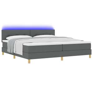 LED box pružinová postel s čelo Tmavě šedá 200 x 200 cm textil - obrázek 3