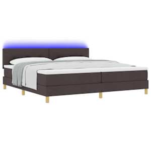 LED box pružinová postel s čelo Tmavě hnědá 200 x 200 cm textil - obrázek 3