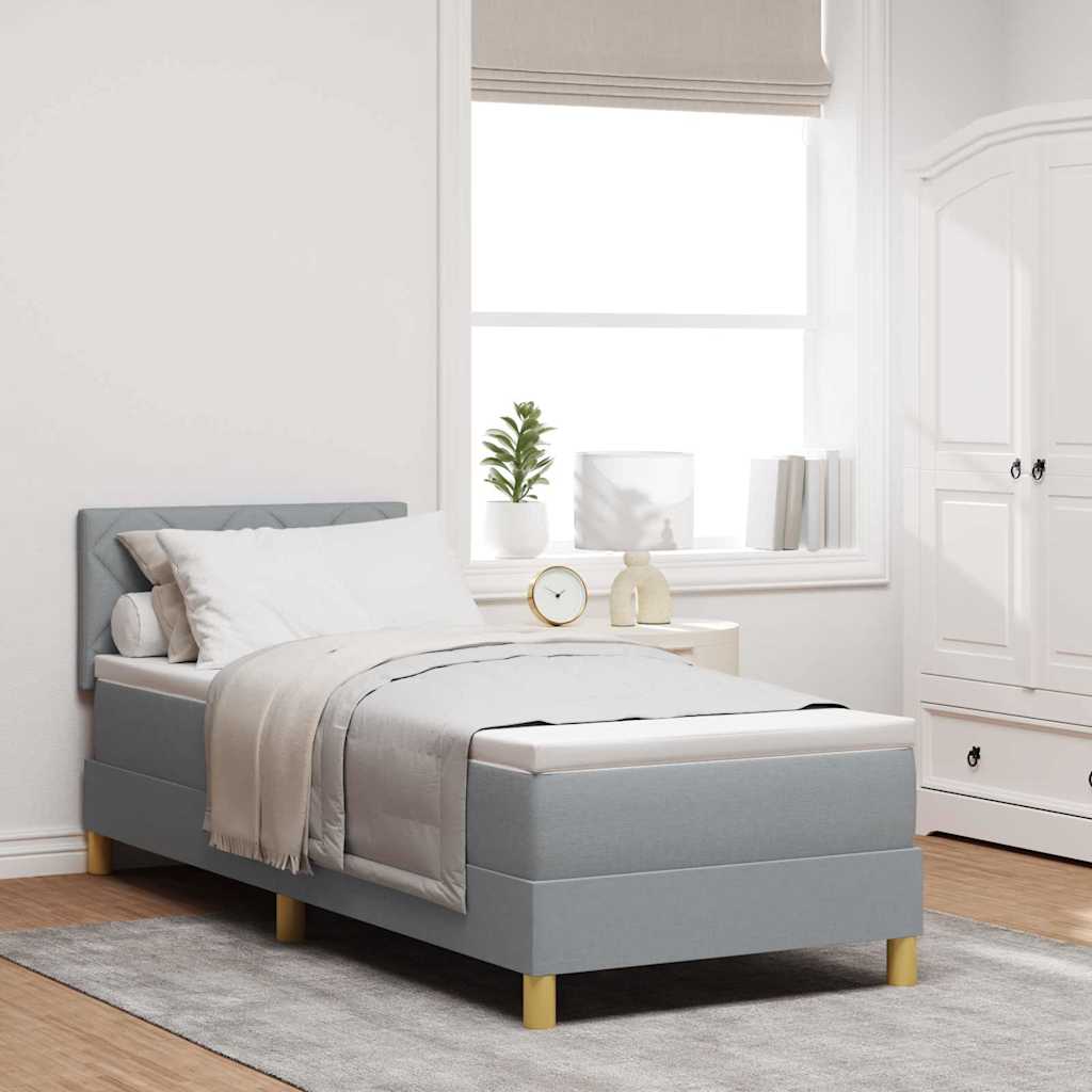 Boxspringbett mit Matratze & LED Hellgrau 80x200 cm Stoff