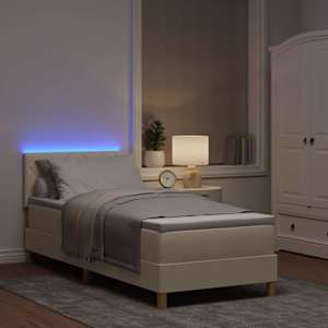 LED box pružinová postel s LED pásky Krémová 80 x 200 cm textil - obrázek 5