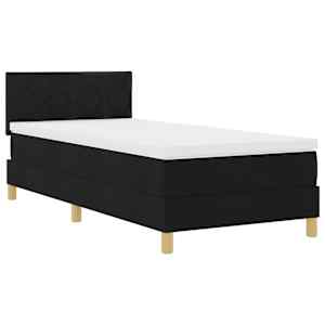 vidaXL LED Box Spring Voodi LED-ribadega peaga Must 90 x 200 cm kangas