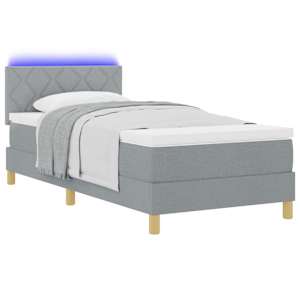 LED box pružinová postel s čelo Světle šedá 100 x 200 cm textil - obrázek 3