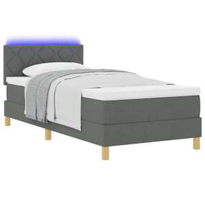 LED box pružinová postel s čelo Tmavě šedá 100 x 200 cm textil - obrázek 3