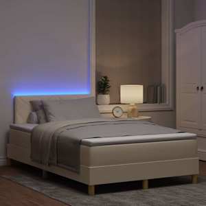 LED box pružinová postel s čelo Krémová 120 x 190 cm textil - obrázek 5