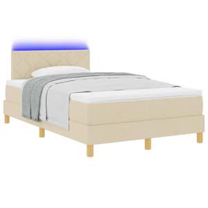 LED box pružinová postel s čelo Krémová 120 x 190 cm textil - obrázek 3