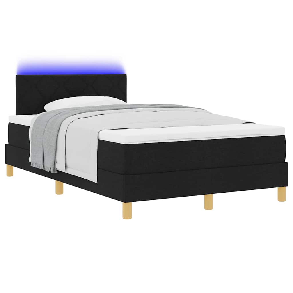 Thumbnail - vidaXL Boxspringbett mit Matratze & LED Schwarz 120x200 cm Stoff
