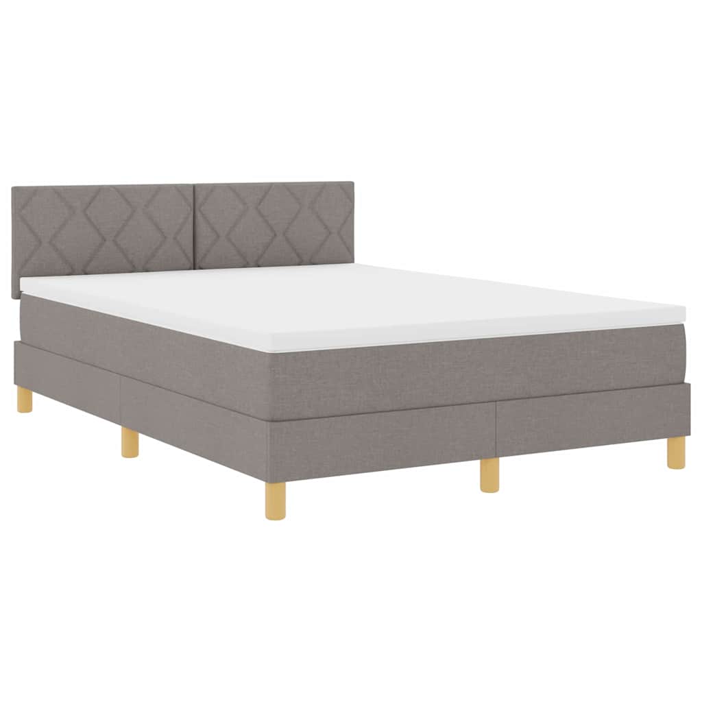 vidaXL Boxrugós ágy matracmal fejtámlával Tópszínű 140 x 190 cm szövet