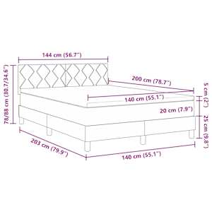 LED box pružinová postel s LED Tmavě šedá 140 x 200 cm textil - obrázek 14