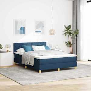 LED box pružinová postel s matrací Modrá 160 x 200 cm textil - obrázek 1