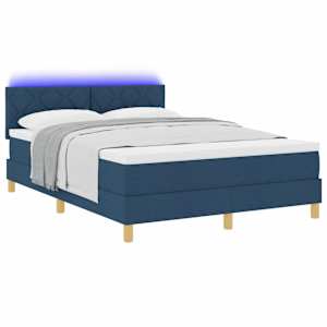LED box pružinová postel s matrací Modrá 160 x 200 cm textil - obrázek 3