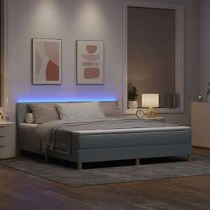 LED box pružinová postel s čelo Světle šedá 180 x 200 cm textil - obrázek 5