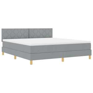 LED box pružinová postel s čelo Světle šedá 180 x 200 cm textil - obrázek 2