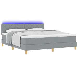 LED box pružinová postel s čelo Světle šedá 180 x 200 cm textil - obrázek 3