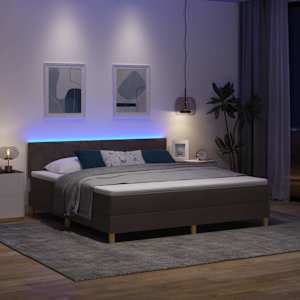LED box pružinová postel s čelo Tmavě hnědá 180 x 200 cm textil - obrázek 5