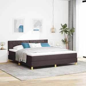 LED box pružinová postel s čelo Tmavě hnědá 180 x 200 cm textil - obrázek 1