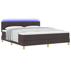 LED box pružinová postel s čelo Tmavě hnědá 180 x 200 cm textil - obrázek 3
