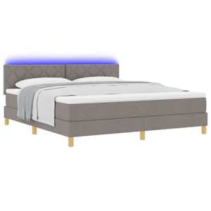 LED box pružinová postel s matrací Taupe 180 x 200 cm textil - obrázek 3