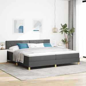 LED box pružinová postel s čelo Tmavě šedá 200 x 200 cm textil - obrázek 1