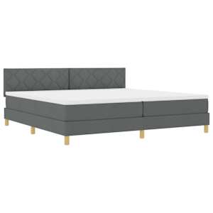 LED box pružinová postel s čelo Tmavě šedá 200 x 200 cm textil - obrázek 2