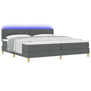 LED box pružinová postel s čelo Tmavě šedá 200 x 200 cm textil - obrázek 3