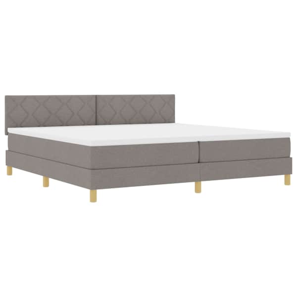 vidaXL LED Box Spring Voodi peaga Pruunikashall 200 x 200 cm kangas