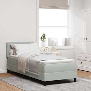 LED Box Spring Postelja z LED Svetlo siva 80 x 200 cm Žamet